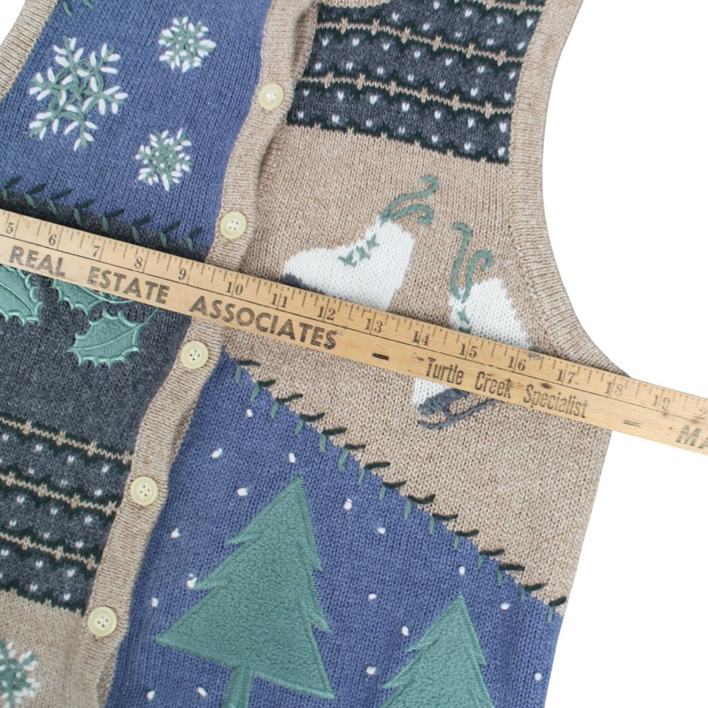 Christopher & Banks‎ Holiday Sweater Vest Winter Ice Skating Women's Small - Picture 4 of 5